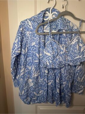 Anthropologie button up with matching crop top